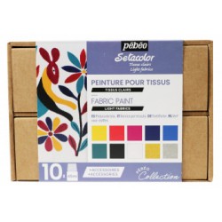 Pebeo Setacolor Light  Fabric Painting Set 10 x 45ml & Accessories 758483